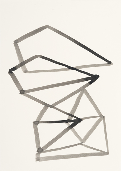 Jakob Flohe: Faltung, 2016, Tusche auf Papier, 29,7 x 21 cm